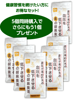 お得な5個まとめ買いセット【機能性表示食品】GABA配合で血圧が高めの方の血圧を低下させる金の胡麻麦茶